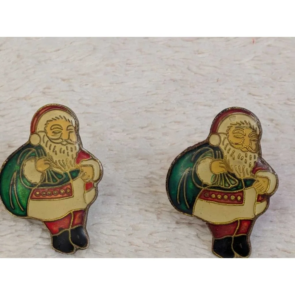 Lot of 3 Vintage Santa Claus Enamel Lapel Pins Christmas Holiday‎ Accessories